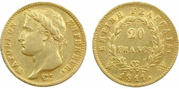 20 Франк Перша Французька імперія (1804-1814) Золото Наполеон I Бонапарт(1769 - 1821)
