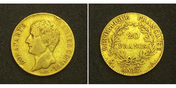 20 Франк Перша Французька імперія (1804-1814) Золото Наполеон I Бонапарт(1769 - 1821)