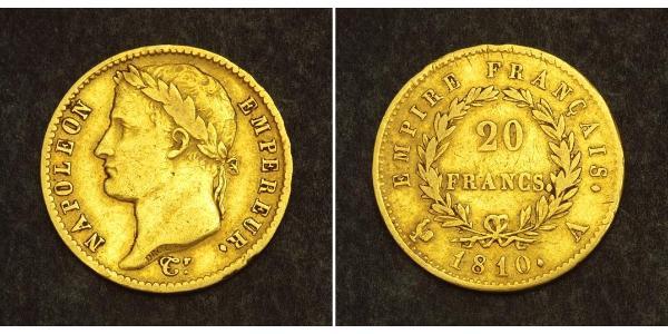 20 Франк Перша Французька імперія (1804-1814) Золото Наполеон I Бонапарт(1769 - 1821)