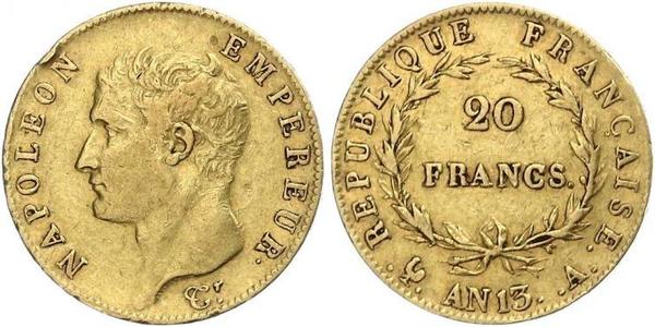 20 Франк Перша Французька імперія (1804-1814) Золото Наполеон I Бонапарт(1769 - 1821)