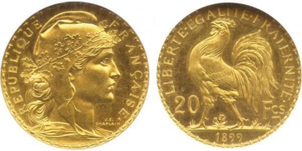 20 Франк Третя французька республіка (1870-1940)  Золото 