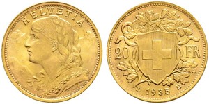 20 Франк Швейцарія Золото 