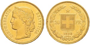 20 Франк Швейцарія Золото 