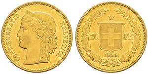 20 Франк Швейцарія Золото 