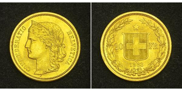 20 Франк Швейцарія Золото 