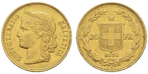 20 Франк Швейцарія Золото 