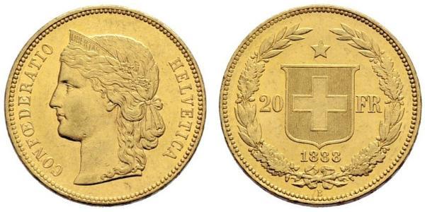 20 Франк Швейцарія Золото 