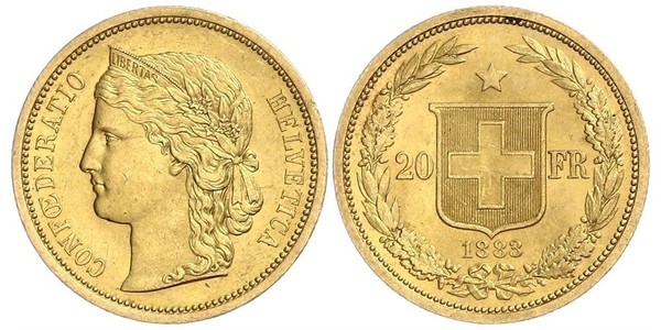 20 Франк Швейцарія Золото 