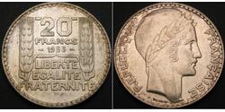 20 Франк Третья французская республика (1870-1940)  Серебро 