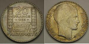 20 Франк Третья французская республика (1870-1940)  Серебро 