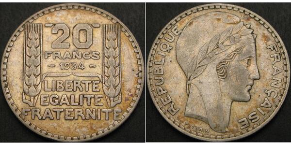 20 Франк Третя французька республіка (1870-1940)  Срібло 