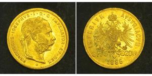 20 Франк / 8 Флорін Австро-Угорщина (1867-1918) Золото Франц Иосиф I (1830 - 1916)