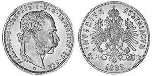 20 Франк / 8 Флорін Австро-Угорщина (1867-1918) Золото Франц Иосиф I (1830 - 1916)