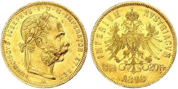 20 Франк / 8 Флорін Австро-Угорщина (1867-1918) Золото Франц Иосиф I (1830 - 1916)
