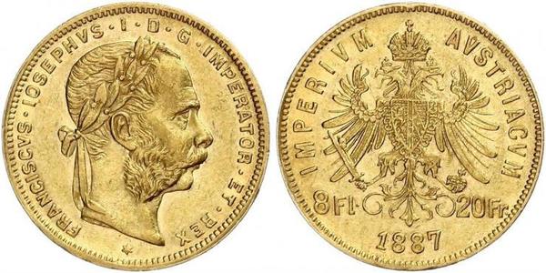 20 Франк / 8 Флорін Австро-Угорщина (1867-1918) Золото Франц Иосиф I (1830 - 1916)
