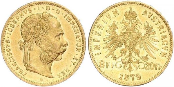 20 Франк / 8 Флорін Австро-Угорщина (1867-1918) Золото Франц Иосиф I (1830 - 1916)