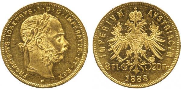 20 Франк / 8 Флорін Австро-Угорщина (1867-1918) Золото Франц Иосиф I (1830 - 1916)