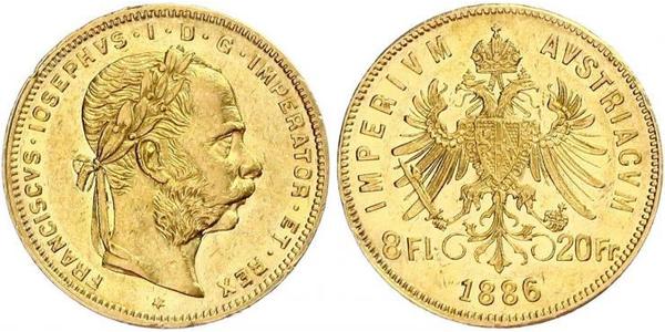 20 Франк / 8 Флорін Австро-Угорщина (1867-1918) Золото Франц Иосиф I (1830 - 1916)