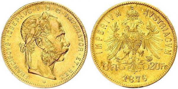 20 Франк / 8 Флорін Австро-Угорщина (1867-1918) Золото Франц Иосиф I (1830 - 1916)