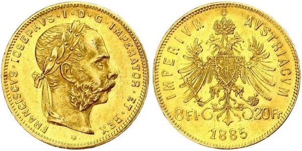 20 Франк / 8 Флорін Австро-Угорщина (1867-1918) Золото Франц Иосиф I (1830 - 1916)