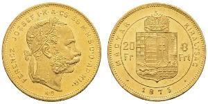 20 Франк / 8 Форинт Австро-Венгрия (1867-1918) Золото Франц Иосиф I (1830 - 1916)