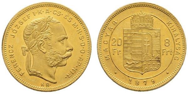 20 Франк / 8 Форинт Австро-Венгрия (1867-1918) Золото Франц Иосиф I (1830 - 1916)