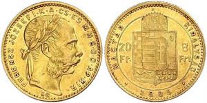 20 Франк / 8 Форінт Австро-Угорщина (1867-1918) Золото Франц Иосиф I (1830 - 1916)