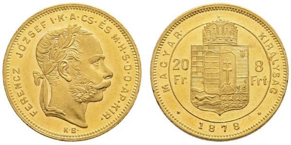 20 Франк / 8 Форінт Австро-Угорщина (1867-1918) Золото Франц Иосиф I (1830 - 1916)