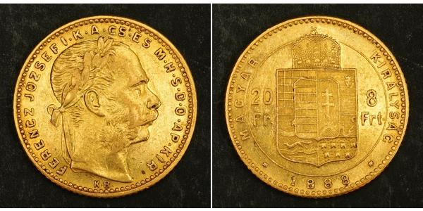 20 Франк / 8 Форінт Австро-Угорщина (1867-1918) Золото Франц Иосиф I (1830 - 1916)