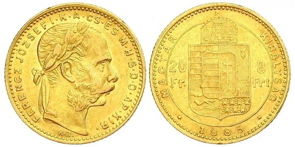 20 Франк / 8 Форінт Австро-Угорщина (1867-1918) Золото Франц Иосиф I (1830 - 1916)