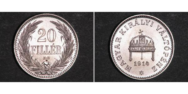 20 Філер Королiвство Угорщина (1000-1918) Нікель 
