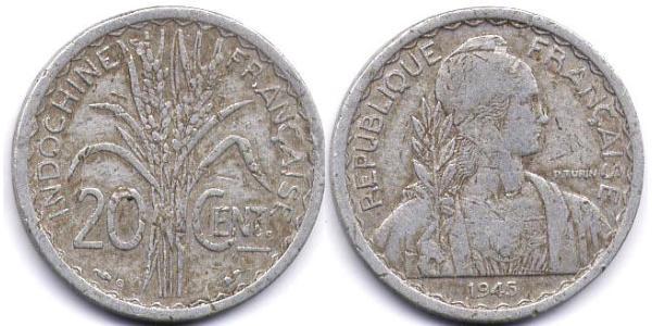 20 Цент Французский Индокитай (1887-1954) Алюминий 