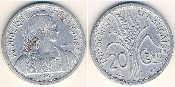 20 Цент Французский Индокитай (1887-1954) Алюминий 