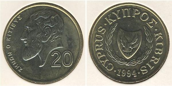 20 Цент Кипр (1960 - ) Латунь 