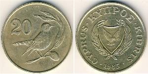 20 Цент Кіпр (1960 - ) Латунь 