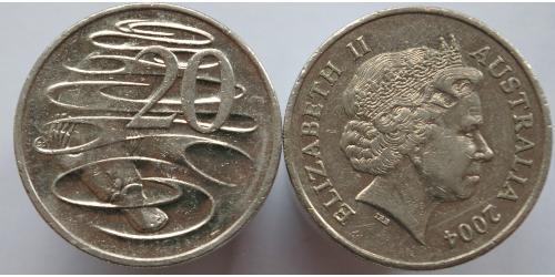 20 Цент Австралия (1939 - ) Никель/Медь Елизавета II (1926-2022)