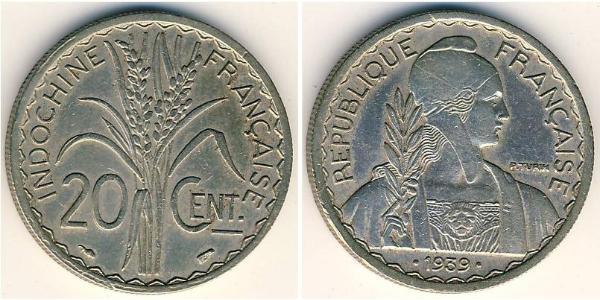 20 Цент Французский Индокитай (1887-1954) Никель/Медь 