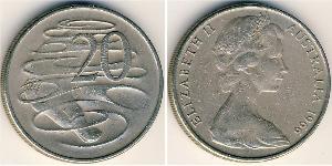 20 Цент Австралія (1939 - ) Нікель/Мідь Єлизавета II (1926-2022)