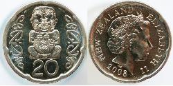 20 Цент Нова Зеландія Нікель/Мідь Єлизавета II (1926-2022)