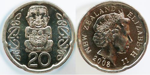 20 Цент Нова Зеландія Нікель/Мідь Єлизавета II (1926-2022)