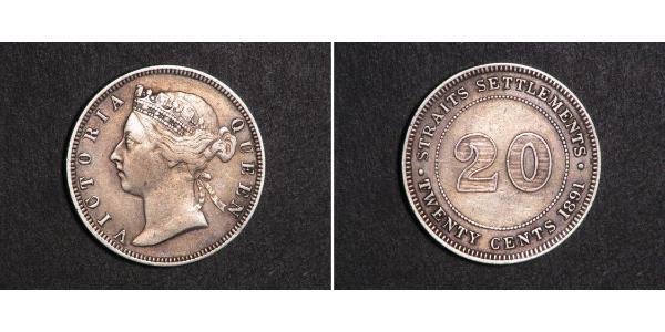 20 Цент Стрейтс-Сетлментс (1826 - 1946) Серебро Виктория (1819 - 1901)