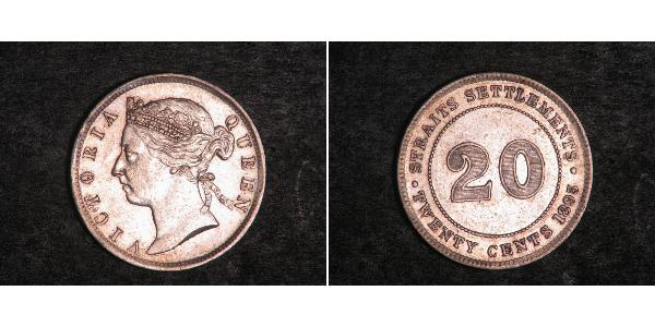 20 Цент Стрейтс-Сетлментс (1826 - 1946) Серебро Виктория (1819 - 1901)