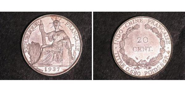20 Цент Французский Индокитай (1887-1954) Серебро 