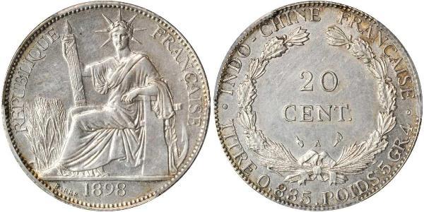20 Цент Французский Индокитай (1887-1954) Серебро 