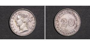 20 Цент Стрейтс-Сетлментс (1826 - 1946) Срібло Вікторія (1819 - 1901)