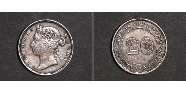 20 Цент Стрейтс-Сетлментс (1826 - 1946) Срібло Вікторія (1819 - 1901)