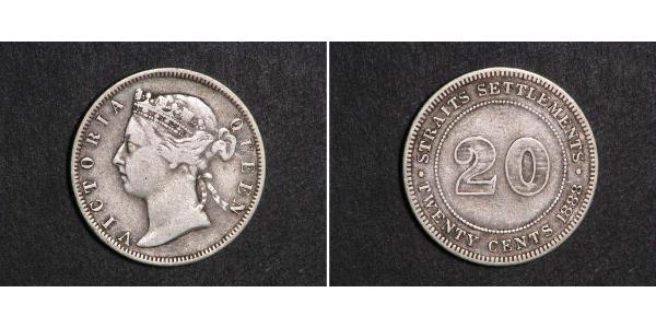 20 Цент Стрейтс-Сетлментс (1826 - 1946) Срібло Вікторія (1819 - 1901)
