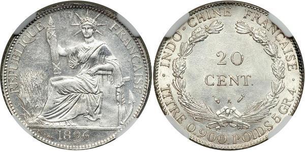 20 Цент Французький Индокитай (1887-1954) Срібло 