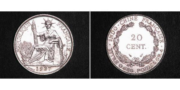 20 Цент Французький Индокитай (1887-1954) Срібло 