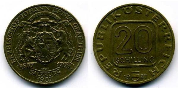 20 Шиллинг Австрийская Республика(1955 - ) Алюминий/Никель/Медь 